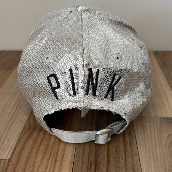 RARE NEW YORK YANKEES Victoria's Secret PINK MLB Hat Sequin Silver Navy Sparkle - Picture 4 of 11